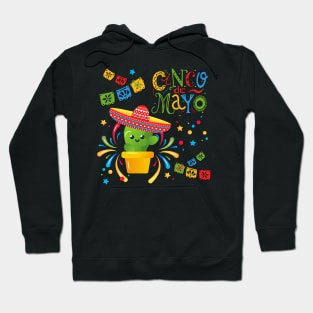 Cinco De Mayo Fun colorful celebration fifth may Mexican style cactus in Sombrero Hoodie